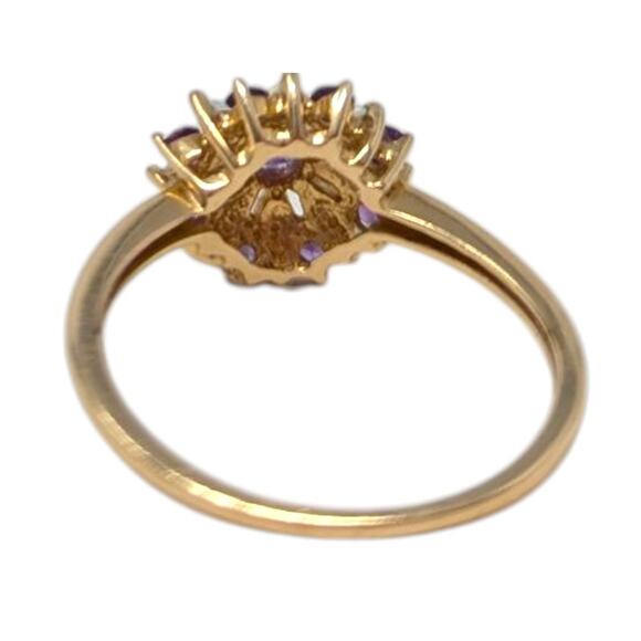 14K Yellow Gold Opal Amethyst Flower Cluster Ring  Size 8.5 2.49g Estate Jewelry - Picture 3 of 6